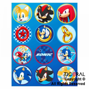 SONIC -(CO)- STICKERS AUTOADHESIVOS X 24 UNIDADES